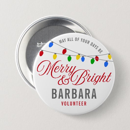 Frohe Weihnachtsbeleuchtung Custom Nametag Button (Vorne & Hinten)