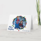 Frohe Weihnachtsbeleuchtung Familienlicht Foto Nie Feiertagskarte (Vorderseite)
