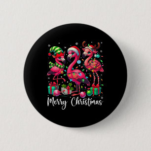 Frohe Weihnachtsbeleuchtung Flamingo Weihnachtsman Button