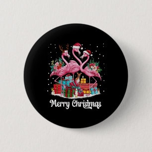 Frohe Weihnachtsbeleuchtung Flamingo Weihnachtsman Button