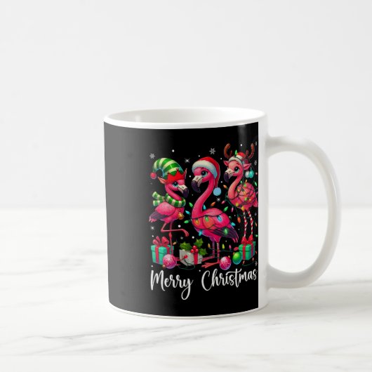 Frohe Weihnachtsbeleuchtung Flamingo Weihnachtsman Kaffeetasse (Rechts)