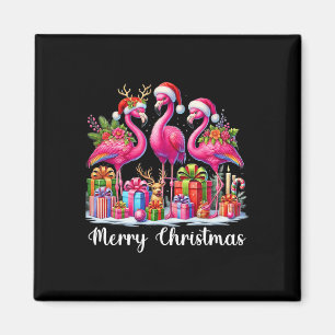 Frohe Weihnachtsbeleuchtung Flamingo Weihnachtsman Magnet