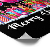 Frohe Weihnachtsbeleuchtung Flamingo Weihnachtsman Poster (Ecke)