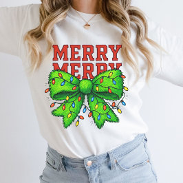 Frohe Weihnachtsbeleuchtung Grüner Bow Urlaub Sweatshirt
