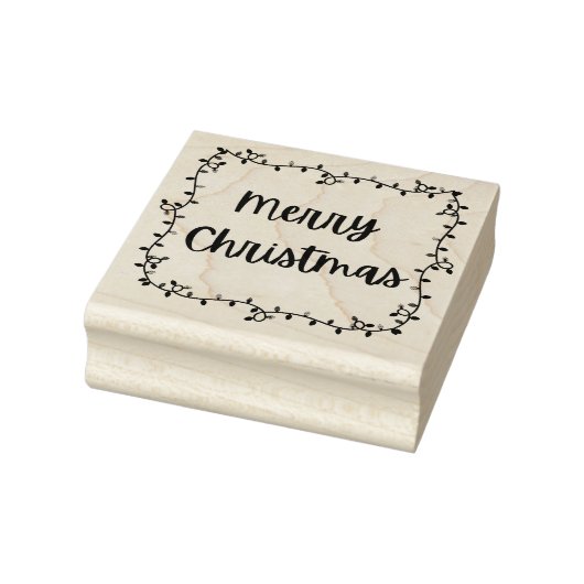 Frohe Weihnachtsbeleuchtung Holz Art Briefmarke Gummistempel (Stempel)