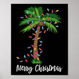 Frohe Weihnachtsbeleuchtung Palm Tree Beach Xmas P Poster