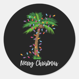 Frohe Weihnachtsbeleuchtung Palm Tree Beach Xmas P Runder Aufkleber