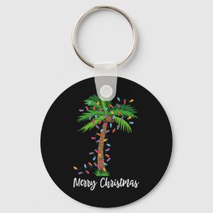 Frohe Weihnachtsbeleuchtung Palm Tree Beach Xmas P Schlüsselanhänger