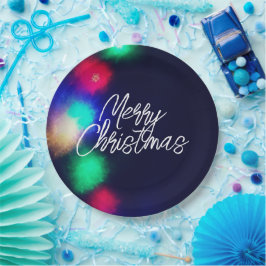 Frohe Weihnachtsbeleuchtung Pappteller