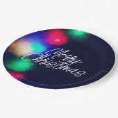 Frohe Weihnachtsbeleuchtung Pappteller (Schrägansicht)