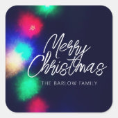 Frohe Weihnachtsbeleuchtung Quadratischer Aufkleber (Vorderseite)