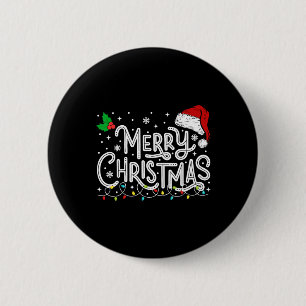 Frohe Weihnachtsbeleuchtung Red Weihnachtsmannmütz Button