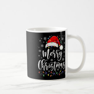 Frohe Weihnachtsbeleuchtung Red Weihnachtsmannmütz Kaffeetasse