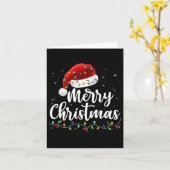 Frohe Weihnachtsbeleuchtung Red Weihnachtsmannmütz Karte (Gelbe Blume)