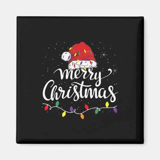 Frohe Weihnachtsbeleuchtung Red Weihnachtsmannmütz Magnet (Vorne)