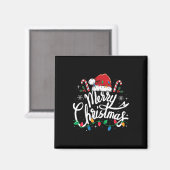 Frohe Weihnachtsbeleuchtung Red Weihnachtsmannmütz Magnet (Vorderseite/Rückseite)