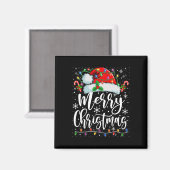 Frohe Weihnachtsbeleuchtung Red Weihnachtsmannmütz Magnet (Vorderseite/Rückseite)