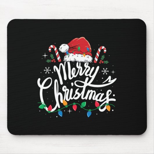Frohe Weihnachtsbeleuchtung Red Weihnachtsmannmütz Mousepad (Vorne)