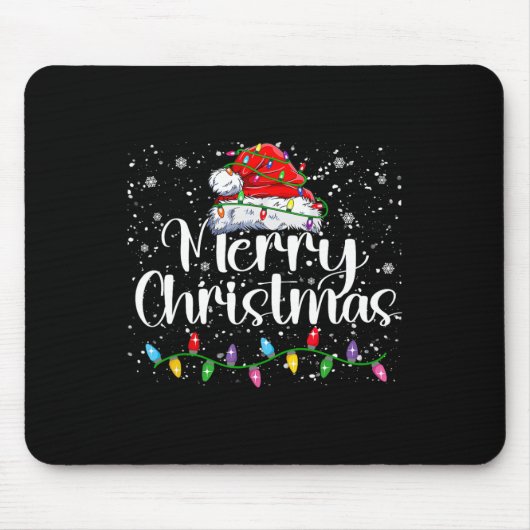 Frohe Weihnachtsbeleuchtung Red Weihnachtsmannmütz Mousepad (Vorne)