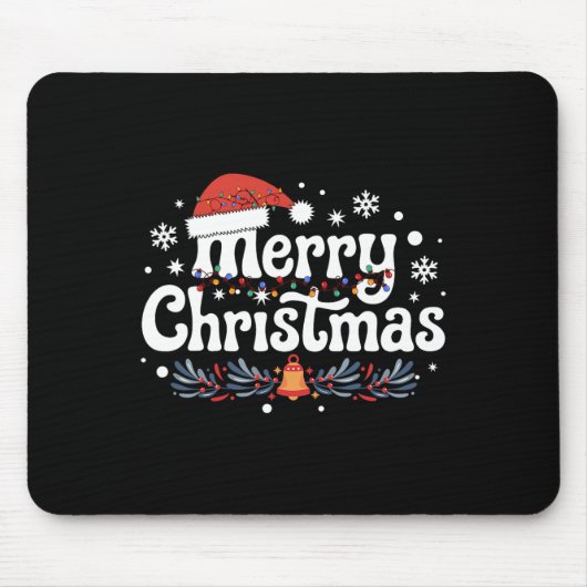 Frohe Weihnachtsbeleuchtung Red Weihnachtsmannmütz Mousepad (Vorne)
