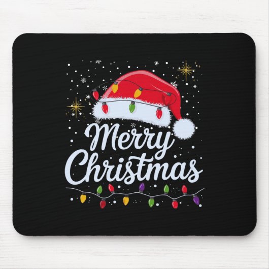 Frohe Weihnachtsbeleuchtung Red Weihnachtsmannmütz Mousepad (Vorne)
