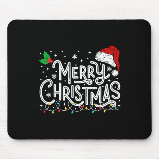 Frohe Weihnachtsbeleuchtung Red Weihnachtsmannmütz Mousepad (Vorne)