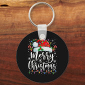 Frohe Weihnachtsbeleuchtung Red Weihnachtsmannmütz Schlüsselanhänger (Vorderseite)