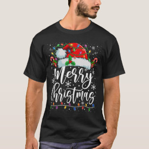 Frohe Weihnachtsbeleuchtung Red Weihnachtsmannmütz T-Shirt