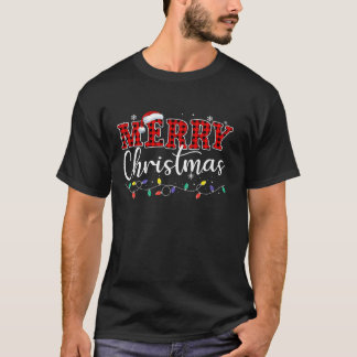 Frohe Weihnachtsbeleuchtung Red Weihnachtsmannmütz T-Shirt