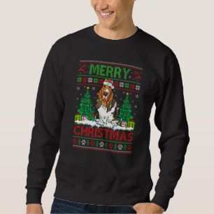 Frohe Weihnachtsbeleuchtung Ugly Basset Hound Chri Sweatshirt