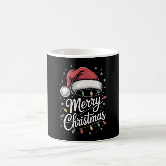 Frohe Weihnachtsbeleuchtung Weihnachtsmannmütze Xm Kaffeetasse (Mittel)