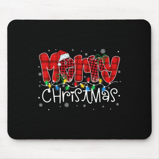Frohe Weihnachtsbeleuchtung Weihnachtsmannmütze Xm Mousepad (Vorne)