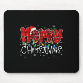 Frohe Weihnachtsbeleuchtung Weihnachtsmannmütze Xm Mousepad (Vorne)
