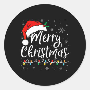 Frohe Weihnachtsbeleuchtung Weihnachtsmannmütze Xm Runder Aufkleber
