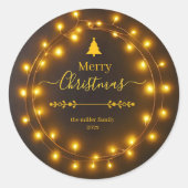 Frohe Weihnachtsbeleuchtung Wreath Design Runder Aufkleber (Vorderseite)