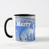 Frohe Weihnachtsberge Pristine Snowflakes Blau Tasse (Links)
