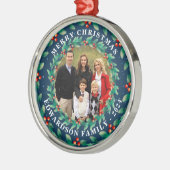 Frohe Weihnachtsbergerfamilie Foto Ornament Aus Metall (Links)