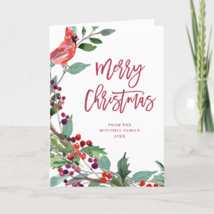 Frohe Weihnachtsberries Grüne und Rote Vögel Feiertagskarte
