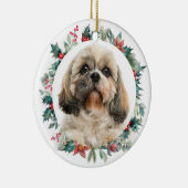 Frohe Weihnachtsberries Haustier Foto Personalisie Keramik Ornament (Rechts)