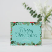 Frohe Weihnachtsberries und Foliage Personalisiert Postkarte (Stehend Vorderseite)