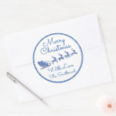 Frohe Weihnachtsbezeichnung Gray Sleigh Santa Deer Runder Aufkleber (Umschlag)