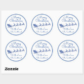 Frohe Weihnachtsbezeichnung Gray Sleigh Santa Deer Runder Aufkleber (Blatt)