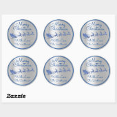 Frohe Weihnachtsbezeichnung Gray Sleigh Santa Deer Runder Aufkleber (Blatt)