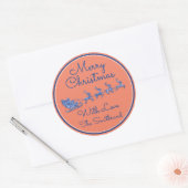 Frohe Weihnachtsbezeichnung Gray Sleigh Santa Rein Runder Aufkleber (Umschlag)