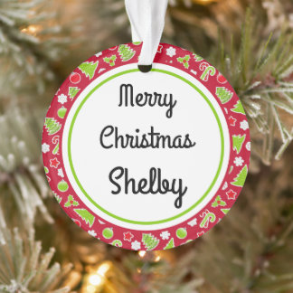 Frohe Weihnachtsbezeichnung Reversible Retro Ornament