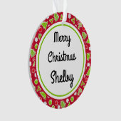 Frohe Weihnachtsbezeichnung Reversible Retro Ornament (Vorderseite)