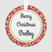 Frohe Weihnachtsbezeichnung Reversible Retro Ornament (Vorderseite)