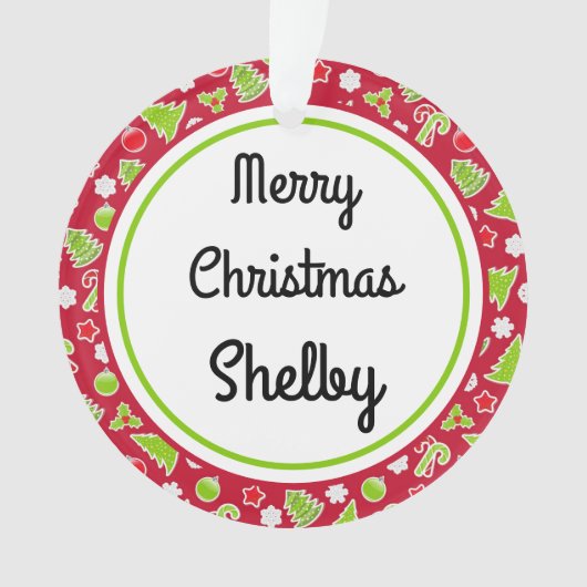 Frohe Weihnachtsbezeichnung Reversible Retro Ornament (Vorderseite)