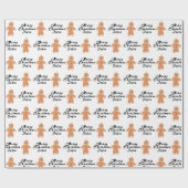 Frohe Weihnachtsbezeichnung Schwarz-weiß Gingerbre Geschenkpapier (Flach)