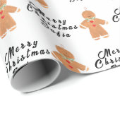 Frohe Weihnachtsbezeichnung Schwarz-weiß Gingerbre Geschenkpapier (Rolleneckpunkt)